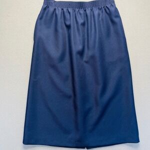 BonWorth Women Skirt Navy Blue Twill M Petite Elastic Waist Midi Modest